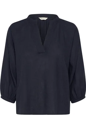 GANT Linen Ss Blouse Tops Blouses Long-sleeved Navy