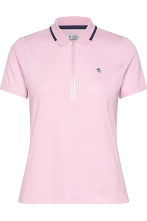 Original Penguin Ss Rib Polo W/ Metallic Zipper Sport Women Sport Clothing Sports Tops & T-shirts Pink