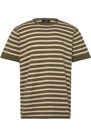 Clean Cut Thomas Knitted Striped T-Shirt Tops T-shirts Short-sleeved Khaki Green