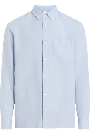 Calvin Klein Linen Cotton Regular L/S Shirt Tops Shirts Linen Shirts Blue