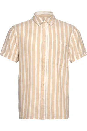 Solid Sdfried Tops Shirts Short-sleeved Beige
