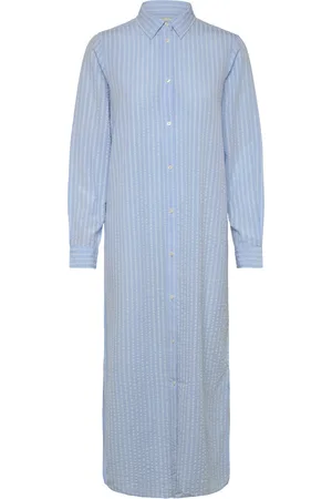 GANT Rel Tonal Striped Seersucker Dress Polvipituinen Mekko Blue