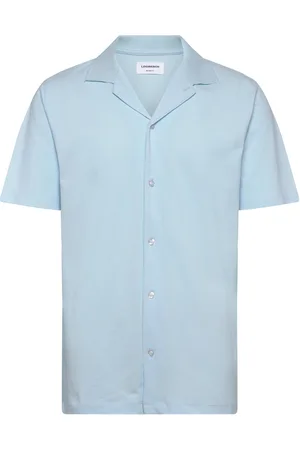 Lindbergh Pique Cabana Shirt S/S Tops Shirts Short-sleeved Shirts Blue