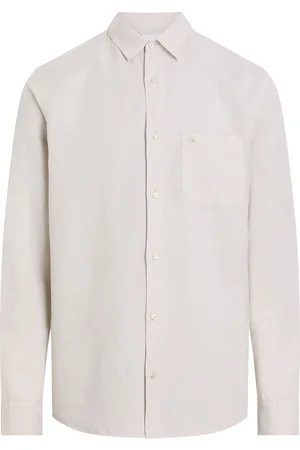 Calvin Klein Linen Cotton Regular L/S Shirt Tops Shirts Linen Shirts Cream