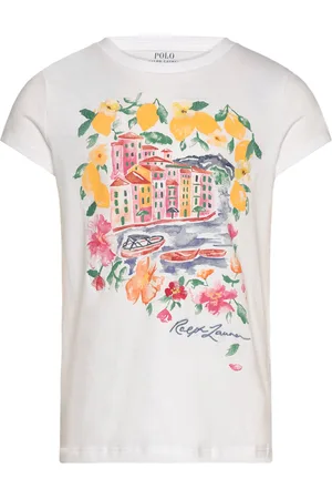 Ralph Lauren Cotton Jersey Graphic Tee Tops T-shirts Short-sleeved White