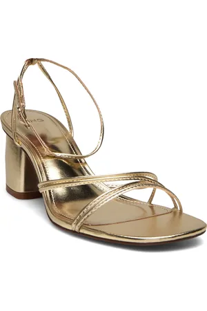 MANGO Heeled Sandal With Crossed Straps Korolliset Sandaalit Gold