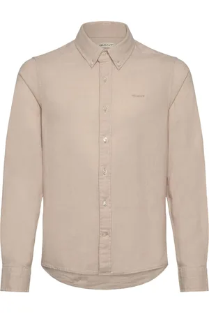 GANT Cotton Linen Bd Ls Shirt Tops Shirts Long-sleeved Shirts Beige