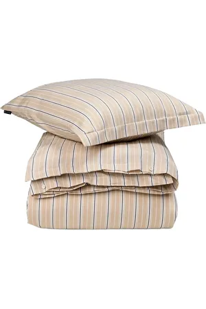 Lexington Beige/White Striped Cotton Poplin Bed Set Home Textiles Bedtextiles Bed Sets Beige