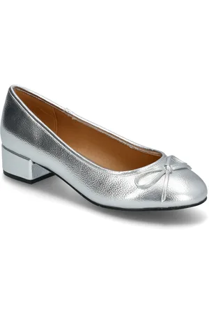 Bianco Biacindy Ballet Flat Faux Leather Ballerinat Silver