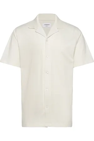 Lindbergh Pique Cabana Shirt S/S Tops Shirts Short-sleeved Shirts Cream