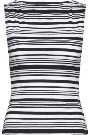 French Connection Sasia Rib Fitted Top Tops T-shirts & Tops Sleeveless Black