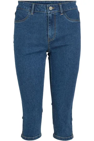 VILA Vijeggy Rw Capri Mbd Sta - Noos Bottoms Trousers Capri Trousers Blue