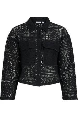 VILA Vimerinda Crochet L/S Cardigan/Bfs Tops Knitwear Cardigans Black