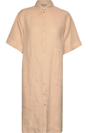 Mos Mosh Mal Linen Shirt Dress Lyhyt Mekko Beige