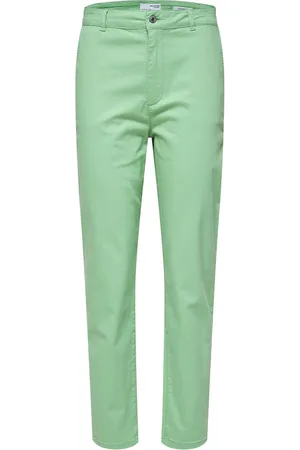SELECTED Slfmarina Hw Chino Pants W Bottoms Trousers Straight Leg Green