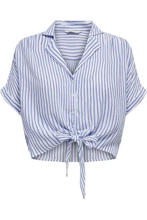ONLY Onlpaula Life S/S Tie Shirt Wvn Noos Tops Blouses Short-sleeved Blue