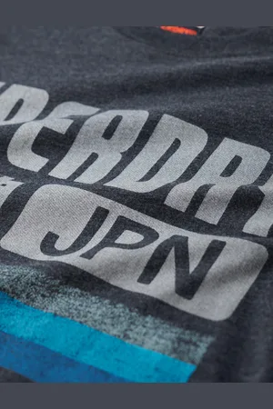 Superdry Japan Stripe Relaxed Tee Tops T-shirts Short-sleeved Grey