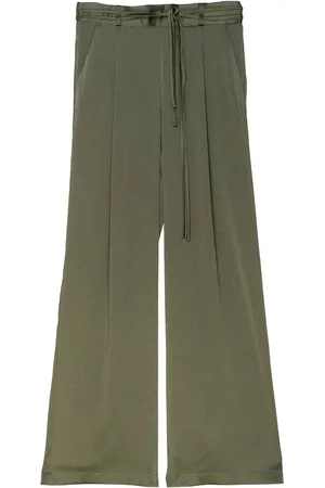 Ivo Nikkolo Woven Trousers, Tessy Bottoms Trousers Wide Leg Khaki Green