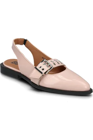 Bianco Biavictoria Single Buckle Slingback Leather Shoes Slingbacks Flat Slingbacks Pink
