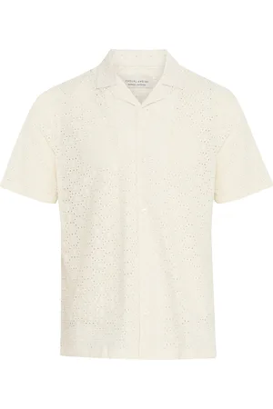 Casual Friday Cflogan Ss Rc Broderie Anglaise Shi Tops Polos Short-sleeved Cream