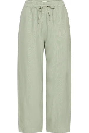 Ichi Ihlinno Pa Barrel Bottoms Trousers Straight Leg Green
