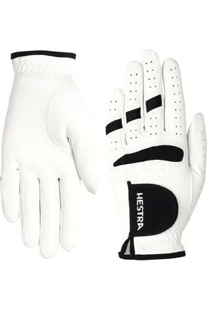 Hestra Golf Leather Left - 5 Finger White/Black-10 Accessories Sports Equipment Golf Equipment White