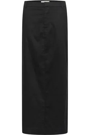 Gestuz Gzizza Linen Mw Skirt Skirts Maxi Skirts Black