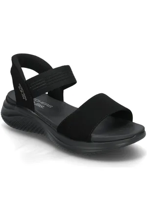 Skechers Women Ultra Flex 3.0 Summerville Shoes Sandals Flat Sandals Black