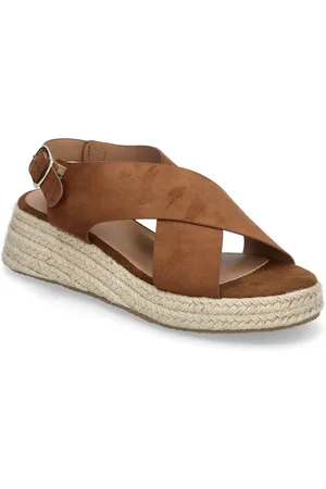 ONLY Onlminerva-2 Mf Cross Strap Wedge Shoes Sandals Flat Sandals Brown