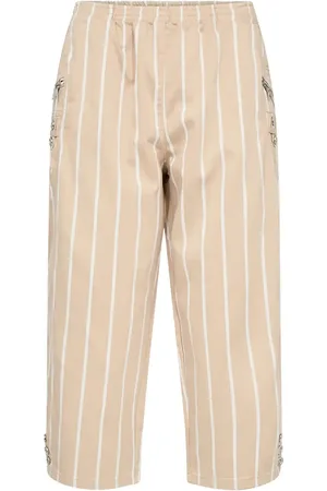 soyaconcept Sc-Akila Stripe Bottoms Trousers Straight Leg Beige