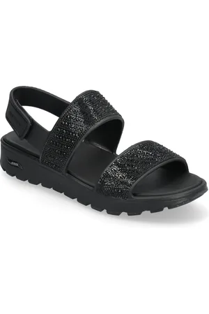 Skechers Women Arch Fit Footsteps Enchant Shoes Sandals Flat Sandals Black