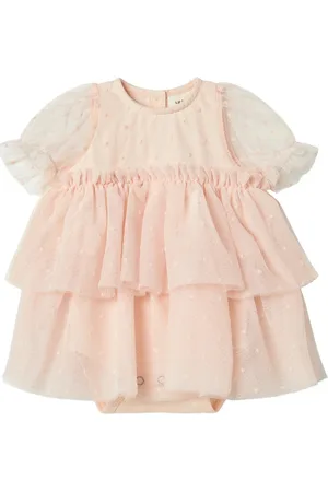 Lil Atelier Nbffrilla Ss Loose Tulle Body Dress Lil Dresses & Skirts Dresses Baby Dresses Short-sleeved Baby Dresses Pink