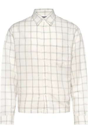 Weekday Over D Boxy Linen Shirt Tops Shirts Checkered Shirt White