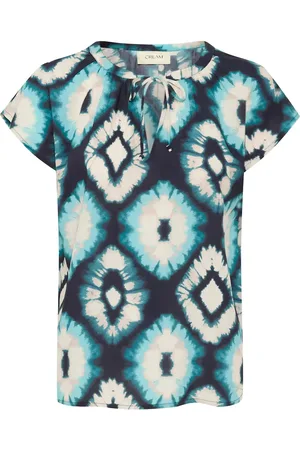 Cream Crtiah Blouse Tops Blouses Short-sleeved Blue