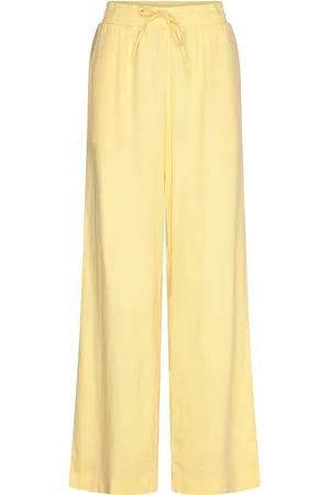 Freequent Fqlava-Pant Bottoms Trousers Linen Trousers Yellow