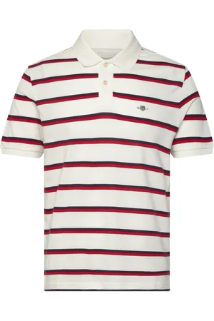 GANT Striped Ss Polo Designers Polos Short-sleeved White