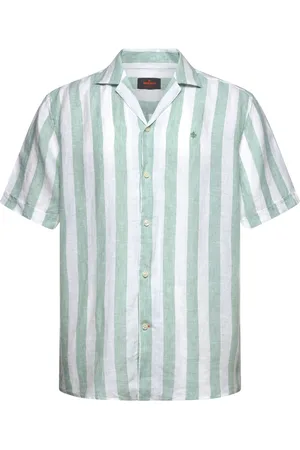 Morris Resort Linen Ss Shirt-Relaxed Fit Tops Shirts Short-sleeved Shirts Green