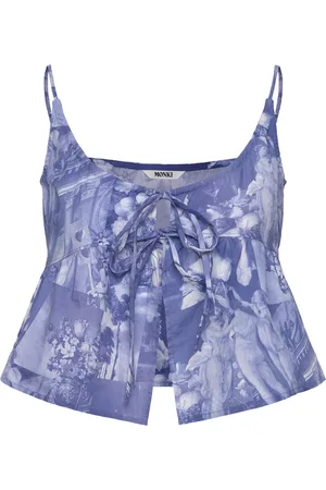 Monki Poplin Top Tops T-shirts & Tops Sleeveless Blue