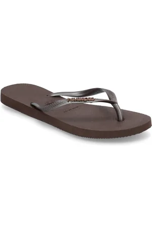Havaianas Hav. Slim Logo Metallic Shoes Summer Shoes Sandals Flip Flops Brown