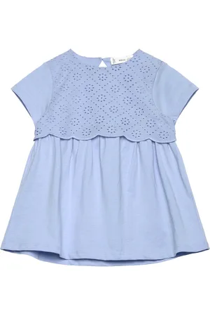 MANGO Embroidered Cotton Dress Dresses & Skirts Dresses Casual Dresses Short-sleeved Casual Dresses Blue