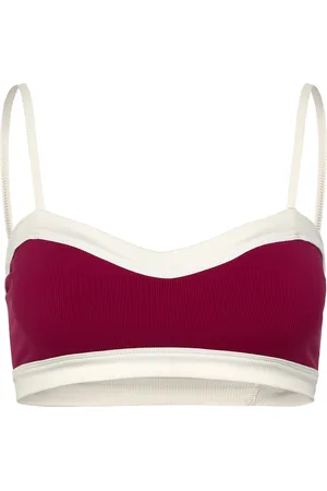 ALOHAS Mira Bicolor Vivid Burgundy White Swimwear Swimwear Bikinis Bikini Tops Bandeau Bikinitops Pink