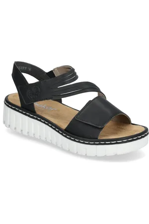 Rieker V1364-00 Shoes Sandals Flat Sandals Black
