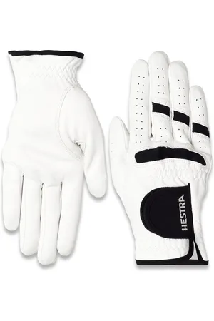 Hestra Golf Leather Right - 5 Finger White/Black-10 Accessories Sports Equipment Golf Equipment White