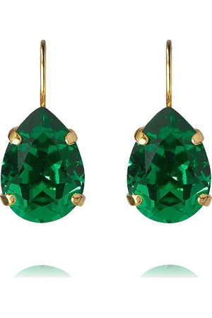Caroline Svedbom Mini Drop Clasp Earrings Gold Korvakoru Korut Green