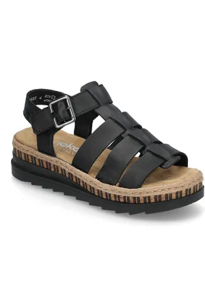 Rieker V7904-00 Shoes Sandals Flat Sandals Black