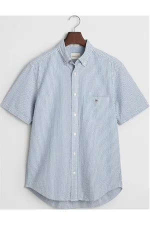 GANT Reg Seersucker Stripe Ss Shirt Tops Shirts Short-sleeved Shirts Blue