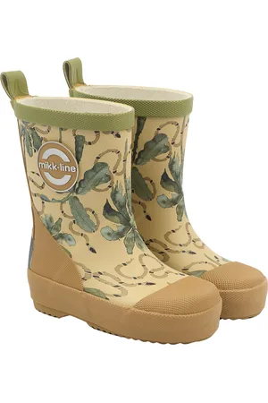 Mikk-Line Printed Wellies Shoes Rubberboots High Rubberboots Khaki Green