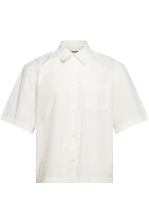 Weekday Relaxed Fit Short-Sleeved Cotton Shirt Tops Shirts Short-sleeved Shirts White