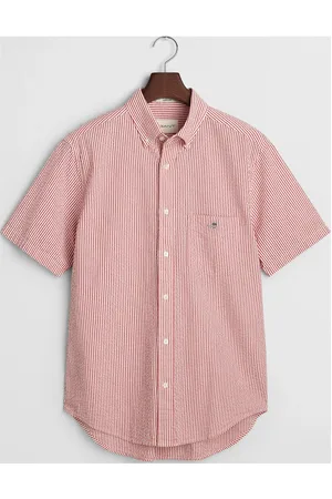 GANT Reg Seersucker Stripe Ss Shirt Tops Shirts Short-sleeved Shirts Red