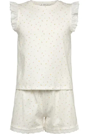 MANGO Floral Cotton Pyjamas Pyjamasetti Pyjama White